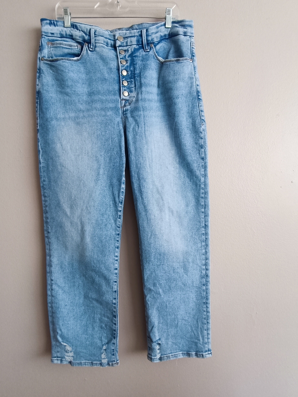 Good American Good Legs Straight Exposed Button Fly Jeans Size 16